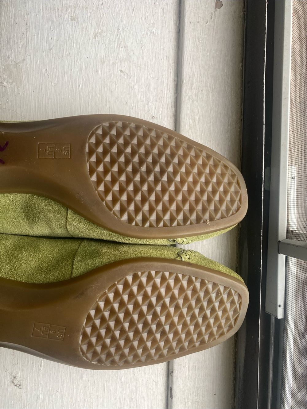 AEROSOLES Light Green Suede Slip-On Ballet Flats - Picture 7 of 9